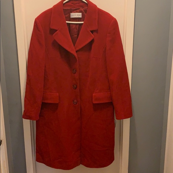 Red Erich Fend Lana/polyamid/cashmere blend coat - Picture 2 of 8